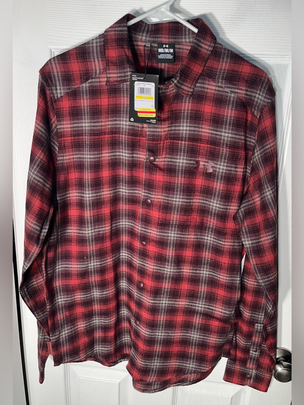 $60 Men’s Under Armour UA Tradesman Flex Plaid Flannel Long Sleeve Shirt Snap